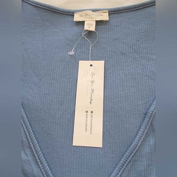 SEE YOU MONDAY Women's Large low vneck cap sleeve tiered babydoll mini dress - Picture 7 of 7